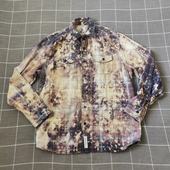 Grayers Other - Grayers Clothiers Once in a Blue Moon Distressed Acid Bleached Flannel Shirt